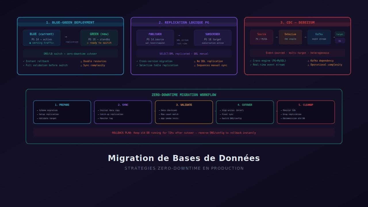 Stratégies de migration de bases de données sans interruption de service