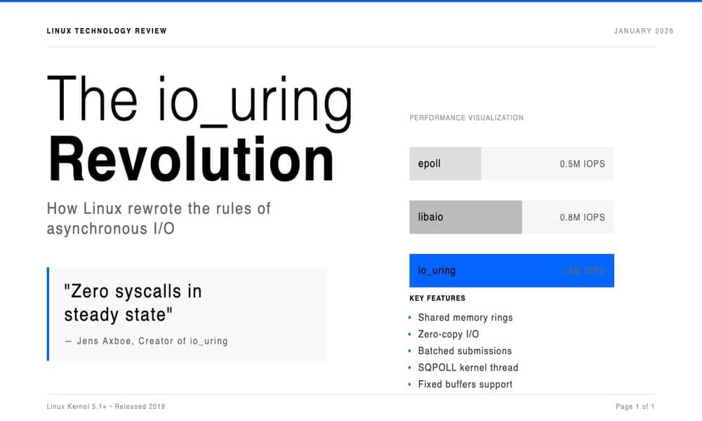 io_uring : La révolution de l'I/O asynchrone sous Linux - Guide complet