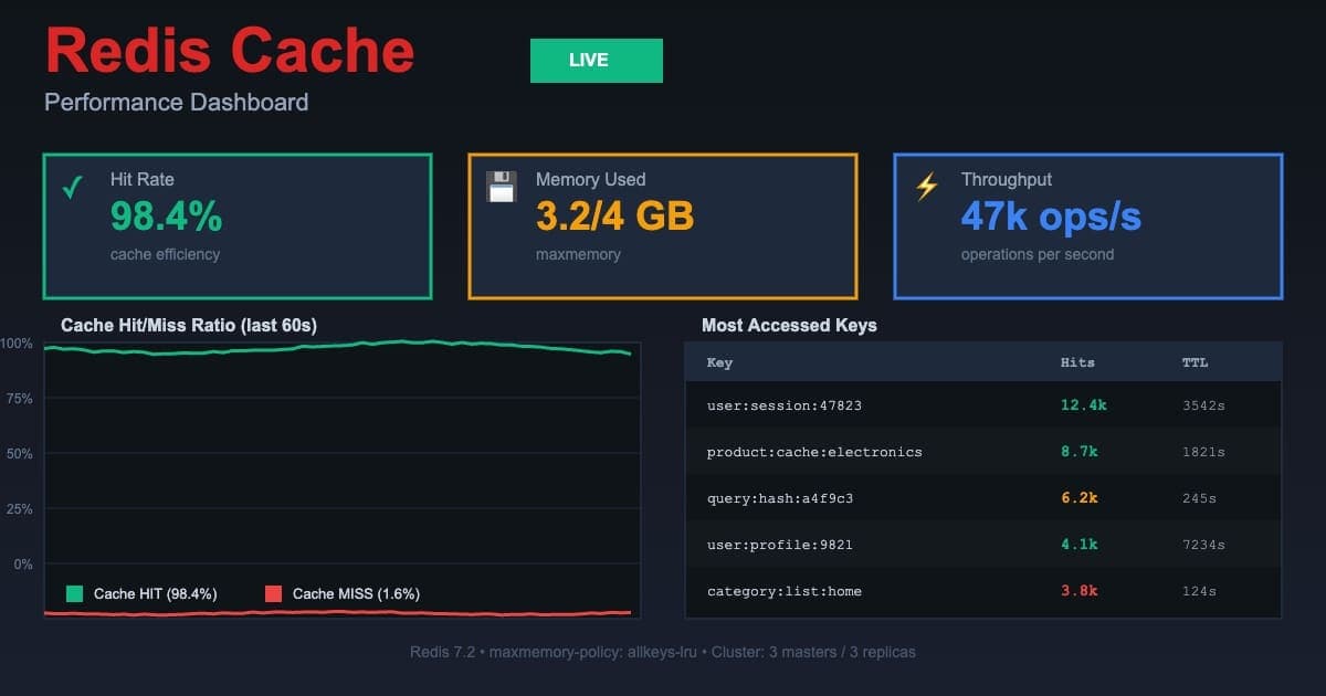 Caching Redis avancé : patterns, éviction policies, clustering