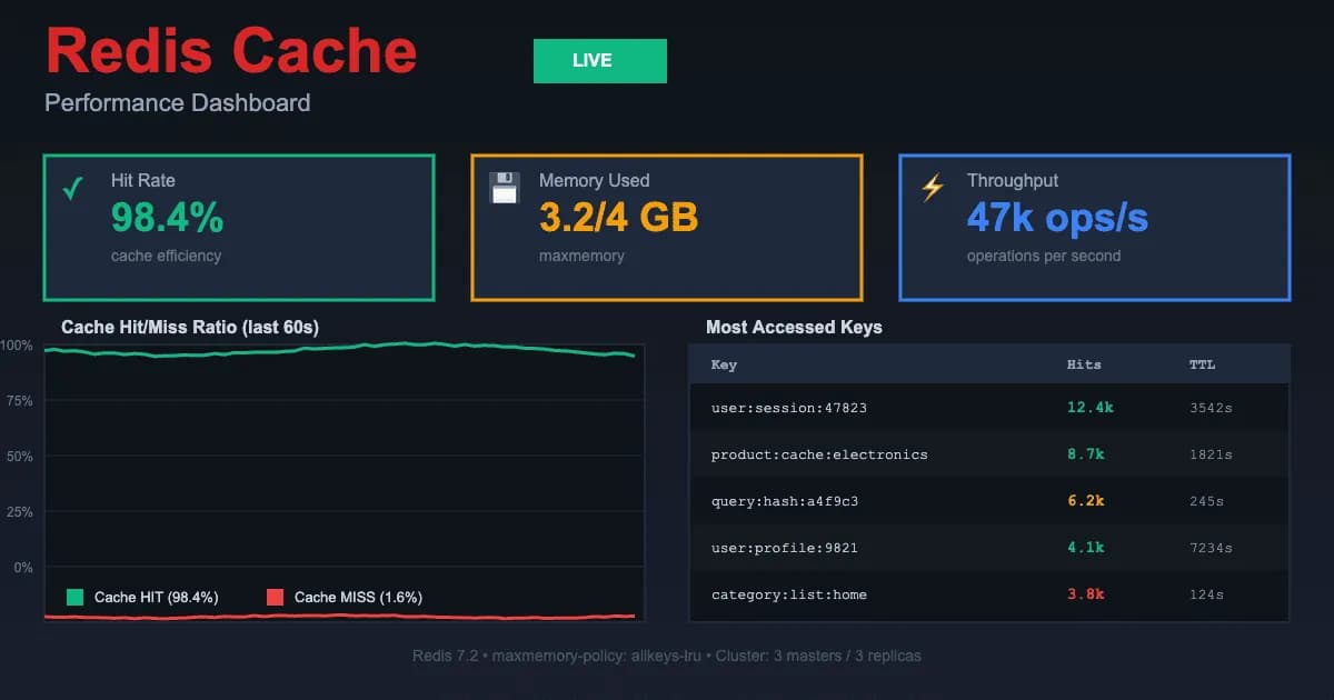 Caching Redis avancé : patterns, éviction policies, clustering