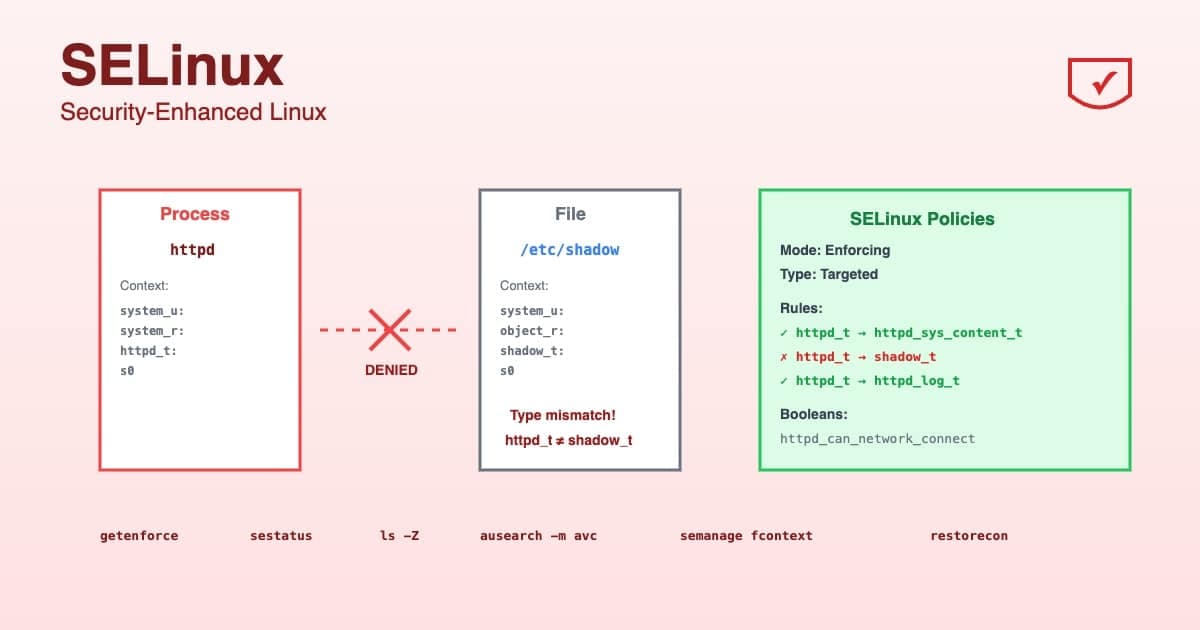 SELinux 2026 : sécurité obligatoire, policies et hardening Linux