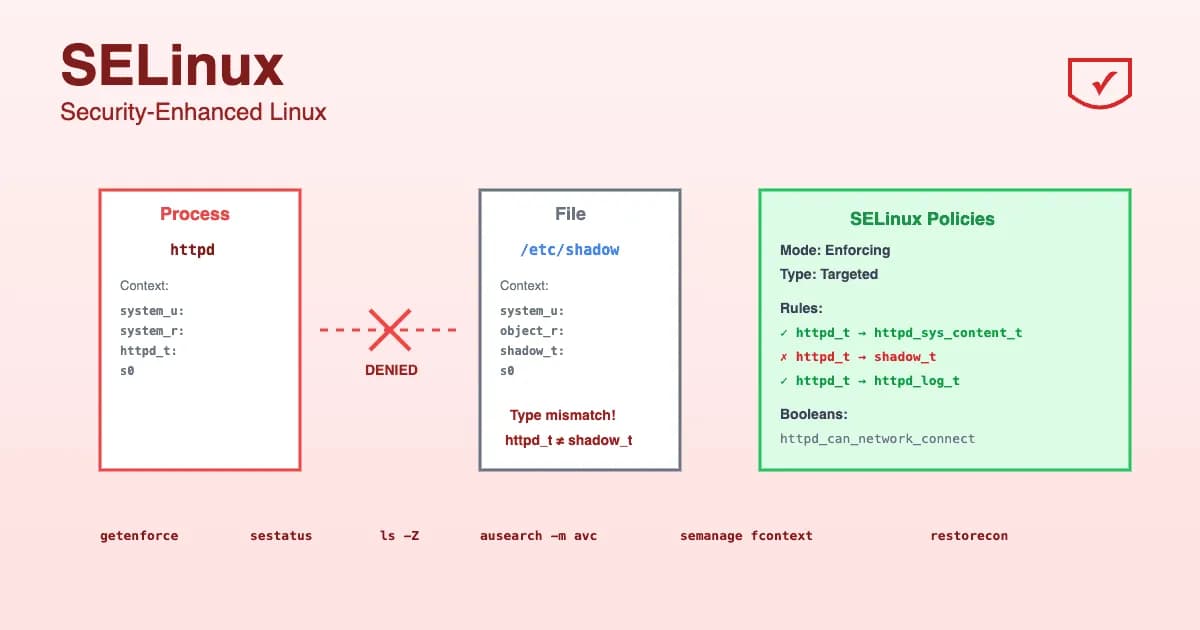 SELinux 2026 : sécurité obligatoire, policies et hardening Linux