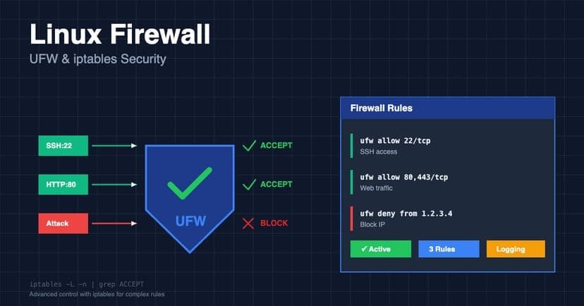 UFW et iptables 2026 : guide complet firewall Linux débutant à expert