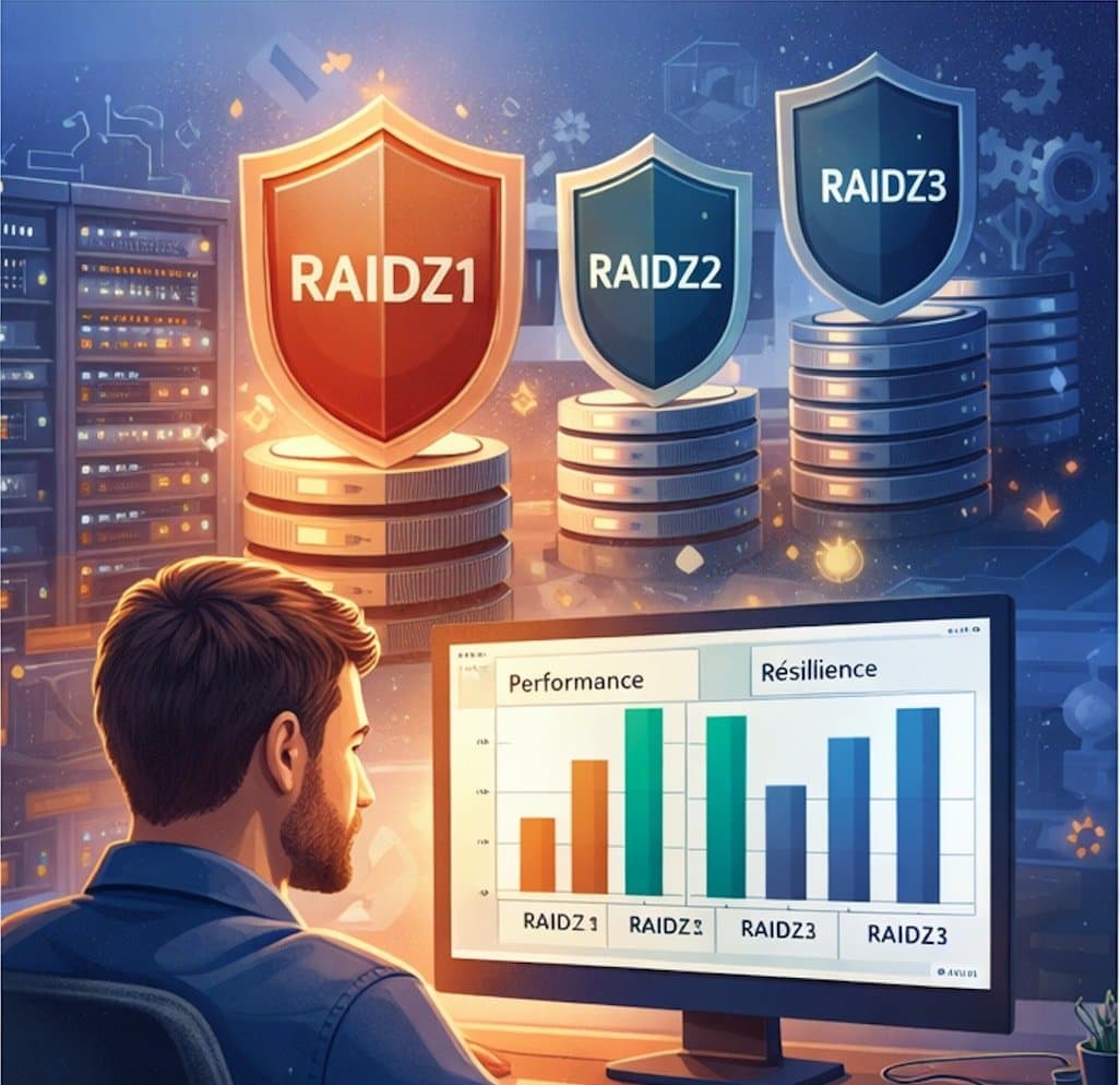 ZFS : Comparatif RAIDZ1, RAIDZ2, RAIDZ3, dRAID et Mirror — Choisir selon votre usage